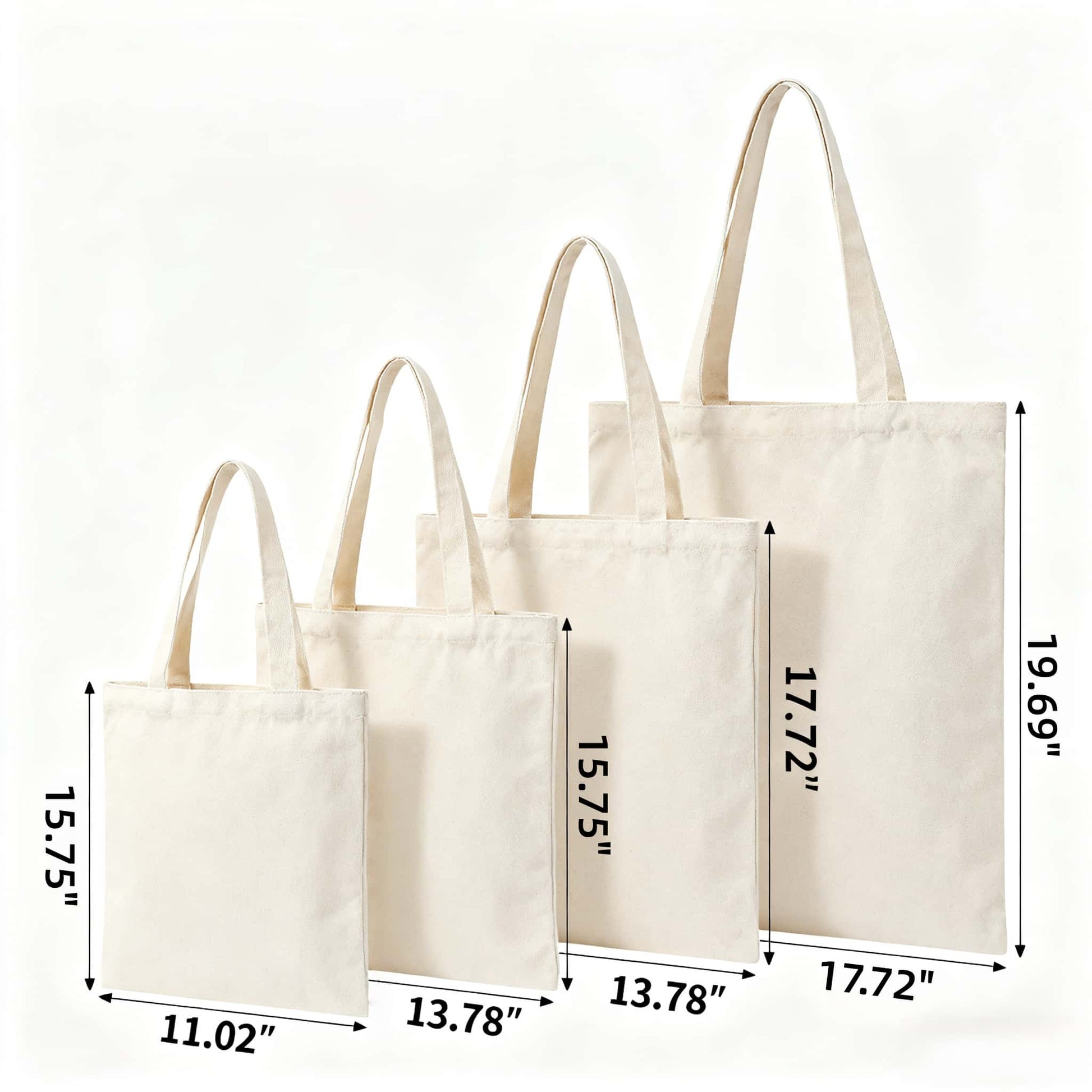 Custom Basic Cotton Tote Bags With Logo - Size