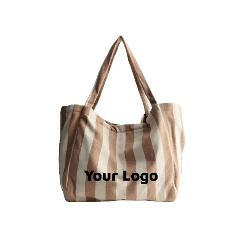 Custom Striped Canvas Tote Bags Wholesale